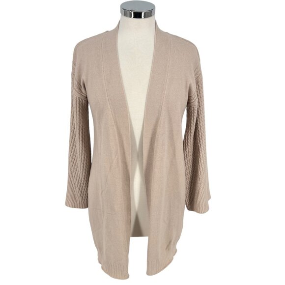 T Tahari Open Front Cardigan Sweater With Wide Sleeves Beige Size Small - Picture 1 of 12